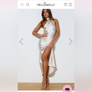 Hello Molly Athenian Satin Maxi Dress: Champagne Size S